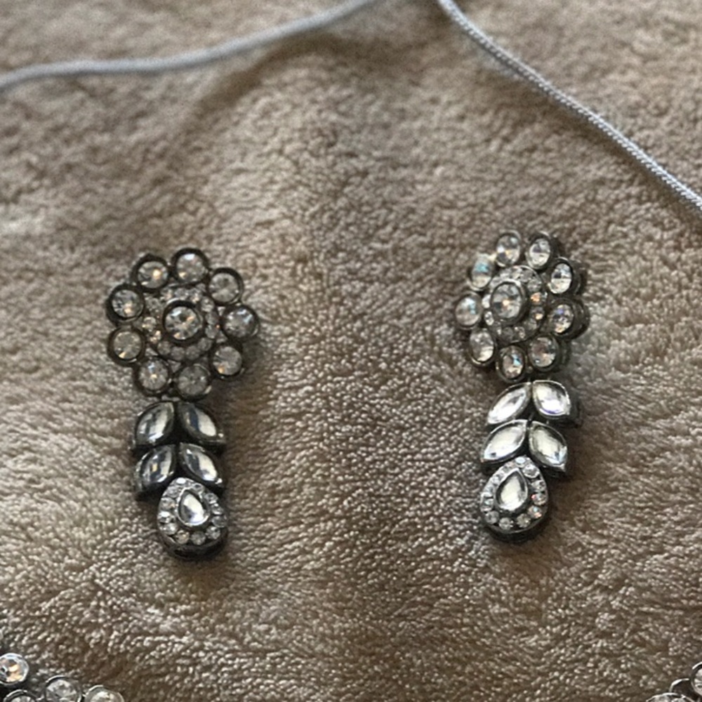 Gorgeous crystal silver statement earrings
